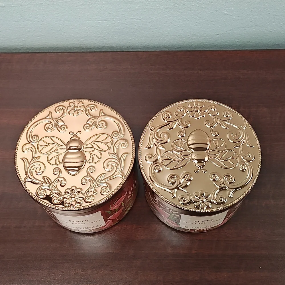 Bath & Body Works White Barn "POPPY" 3-Wick Candles - Set of 2 - Picture 2 of 4